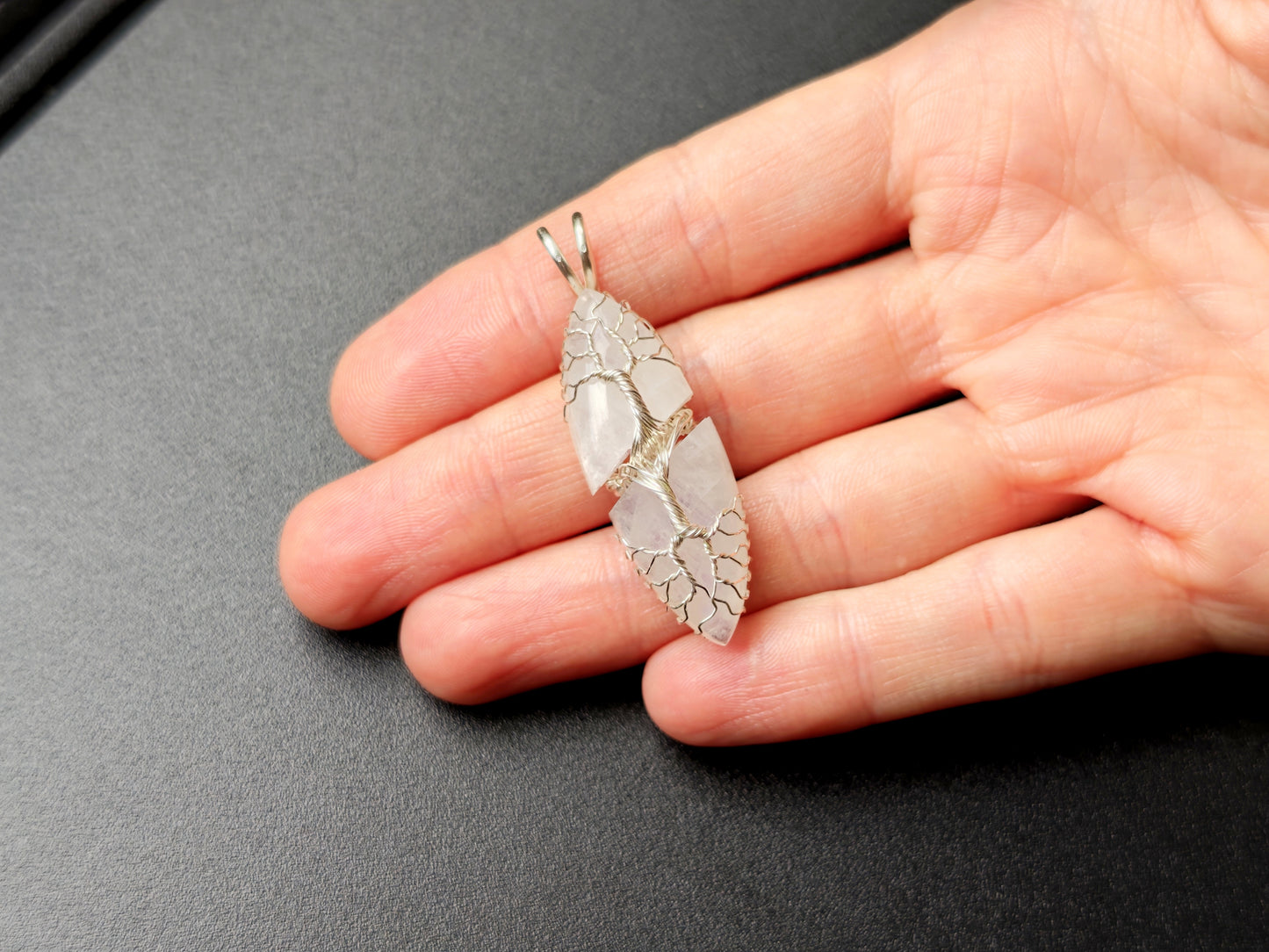 Tree pendant with a broken moonstone
