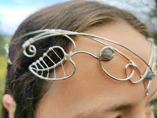 Elven crown with labradorite gemstones