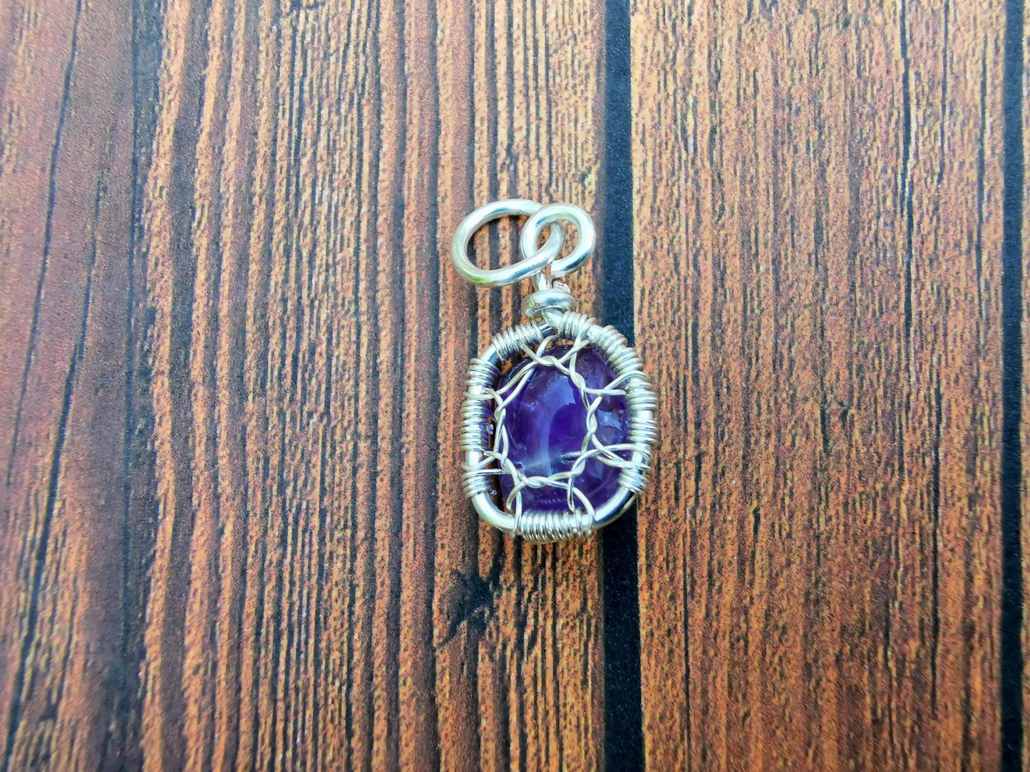 Wire-wrapped amethyst Tree charm pendant - Small pendant - 1 pc / 5 pcs / 10 pcs / 20 pcs