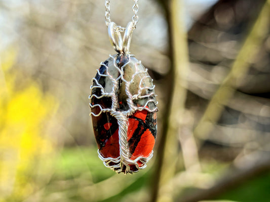 Tree pendant with a bloodstone gemstone