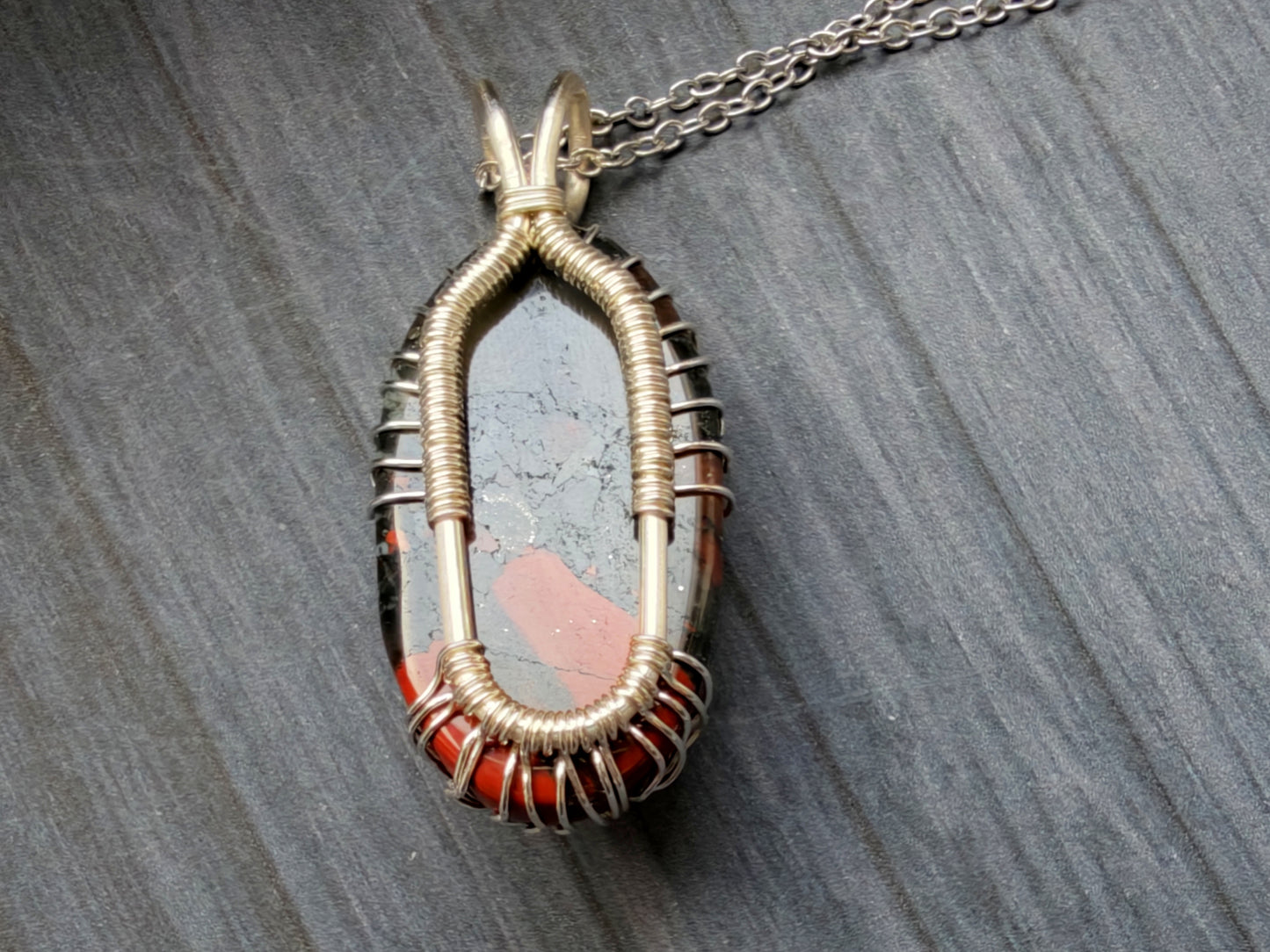Tree pendant with a bloodstone gemstone