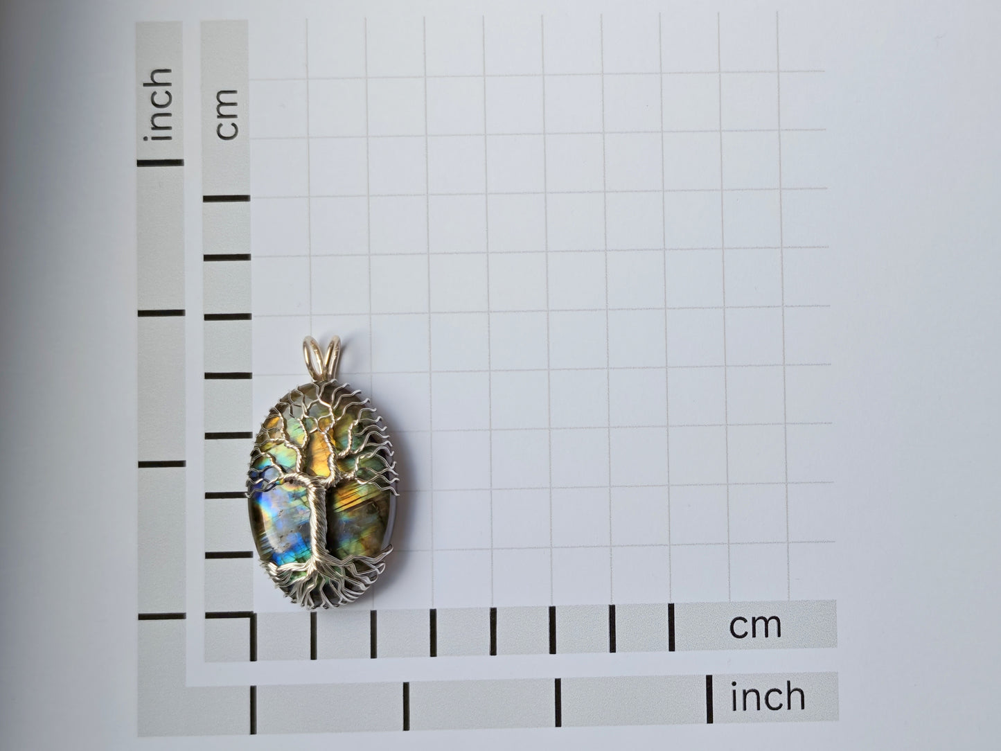 Tree pendant with a labradorite gemstone
