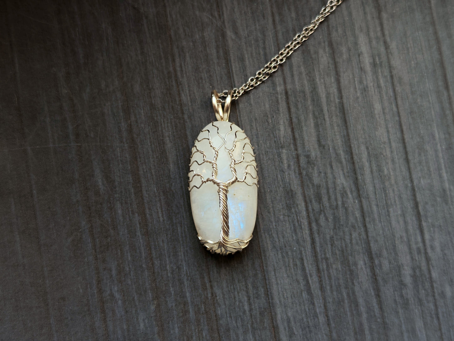 Tree pendant with a moonstone gemstone