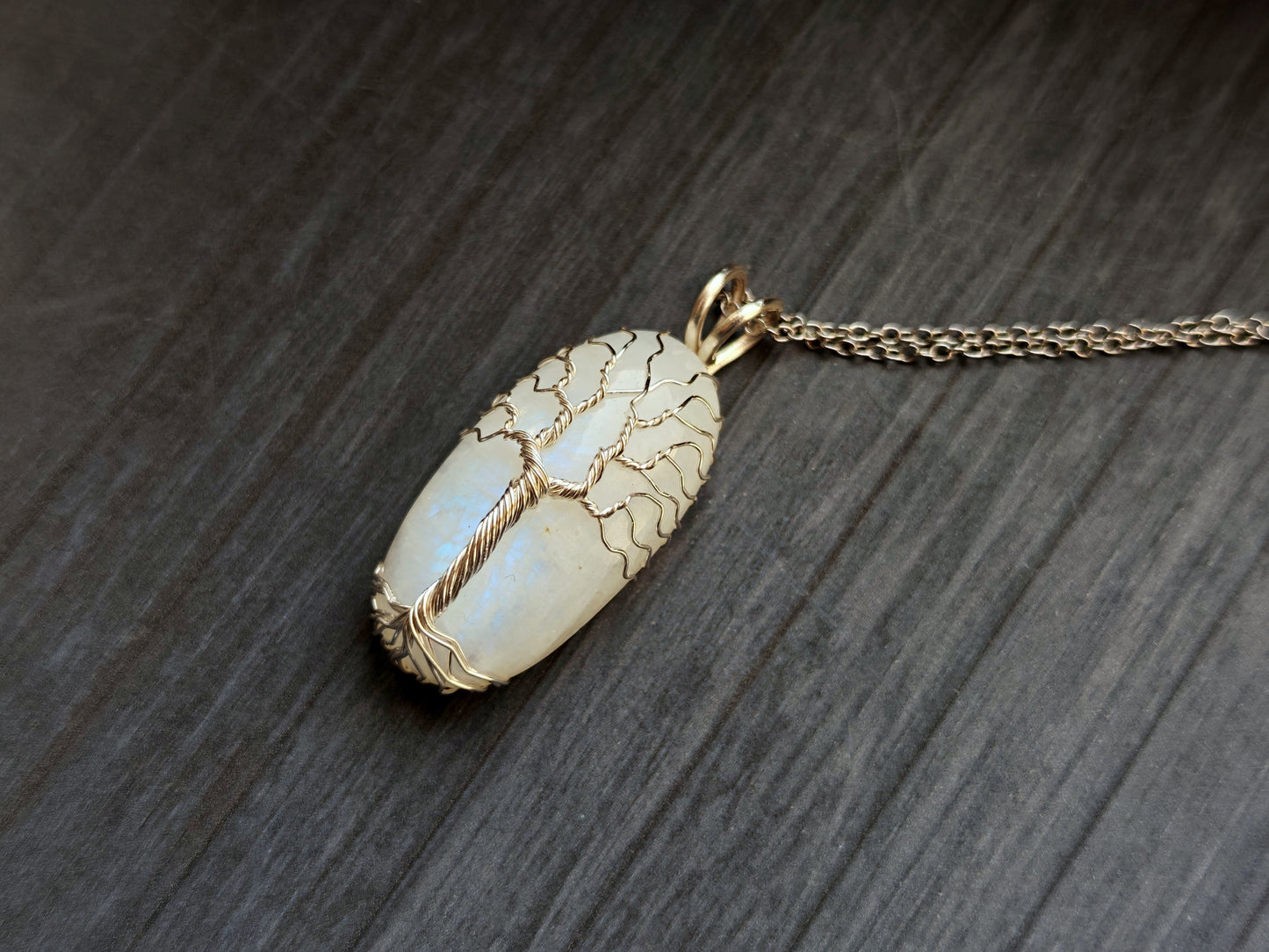 Tree pendant with a moonstone gemstone