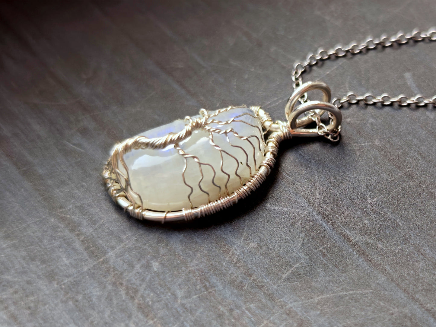 Tree pendant with a moonstone gemstone