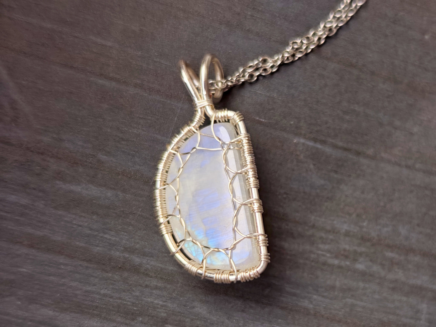 Tree pendant with a moonstone gemstone