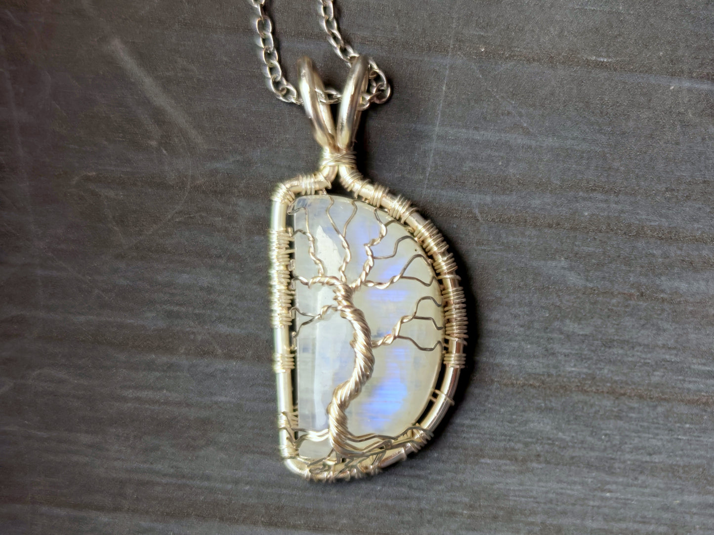 Tree pendant with a moonstone gemstone