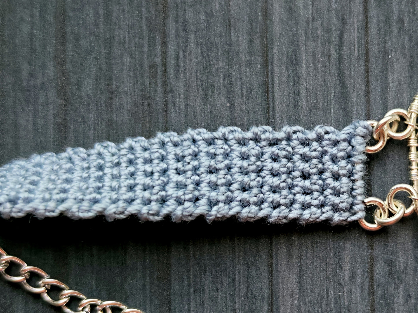 Crochet tree bracelet with a moonstone gemstone
