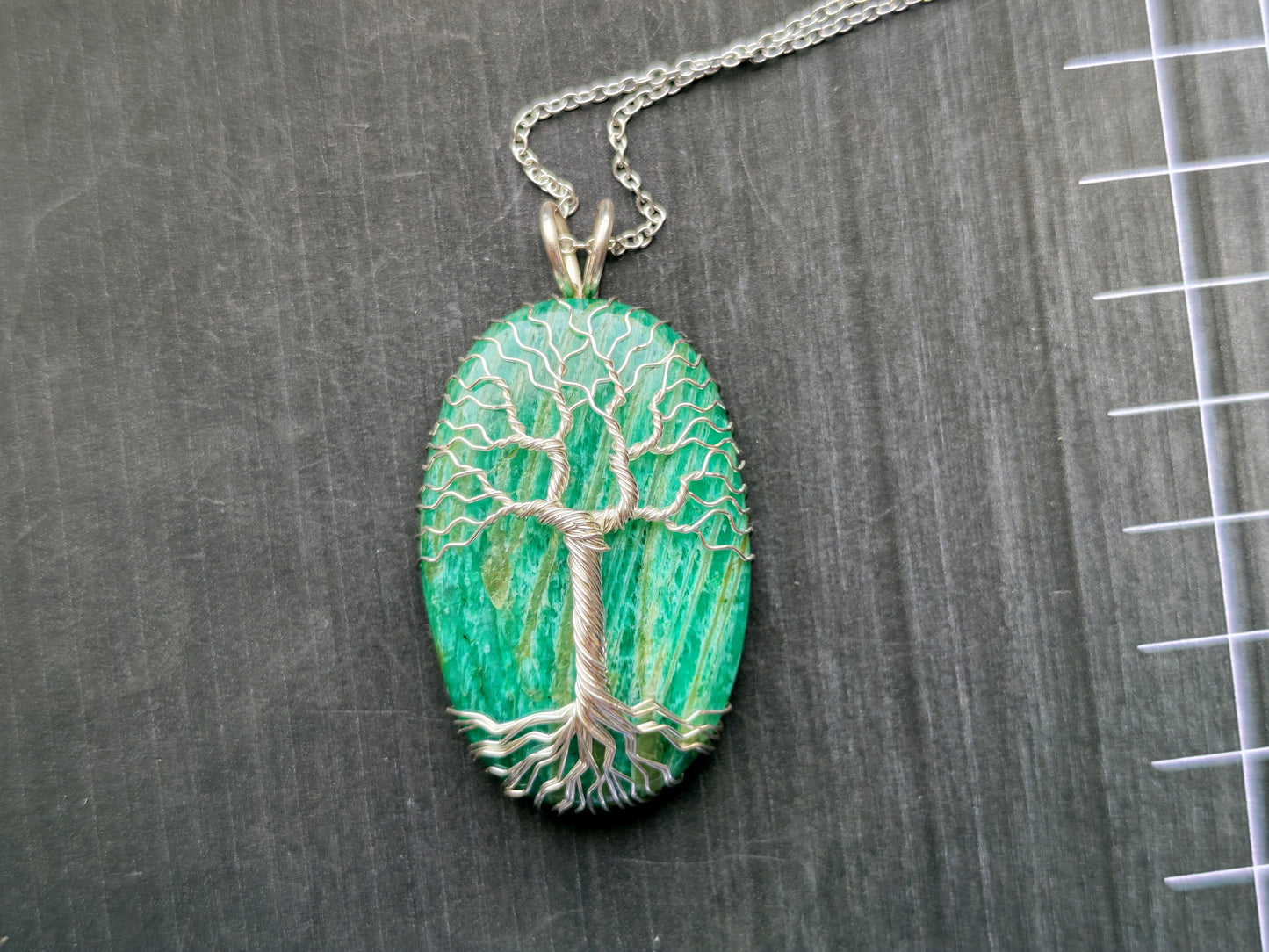 Tree pendant with an amazonite gemstone