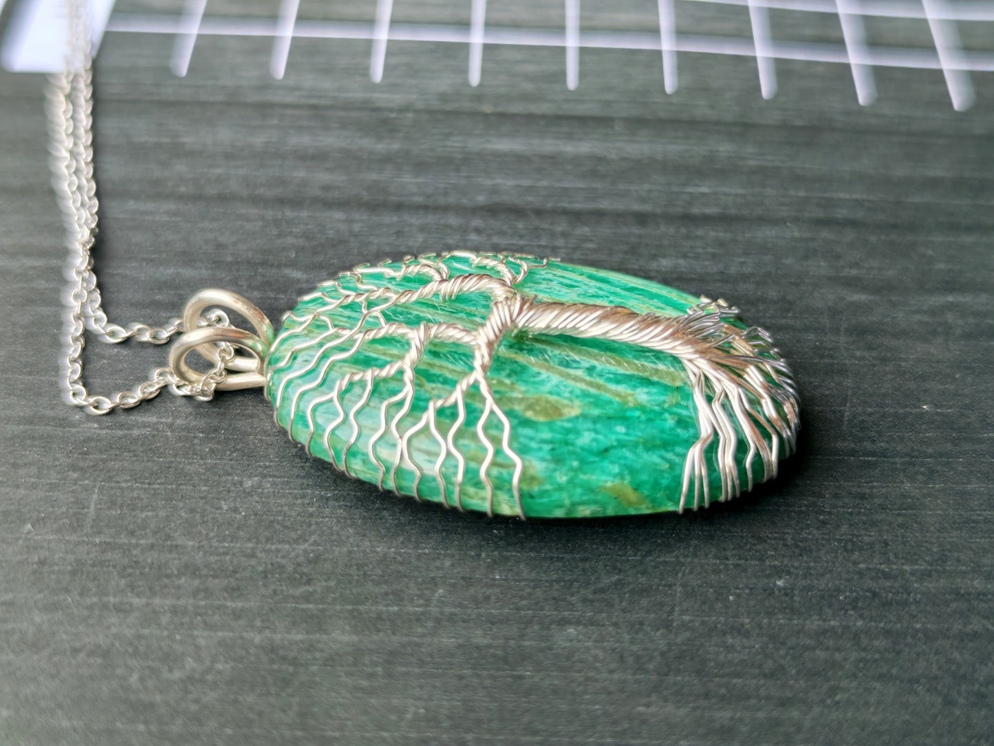 Tree pendant with an amazonite gemstone