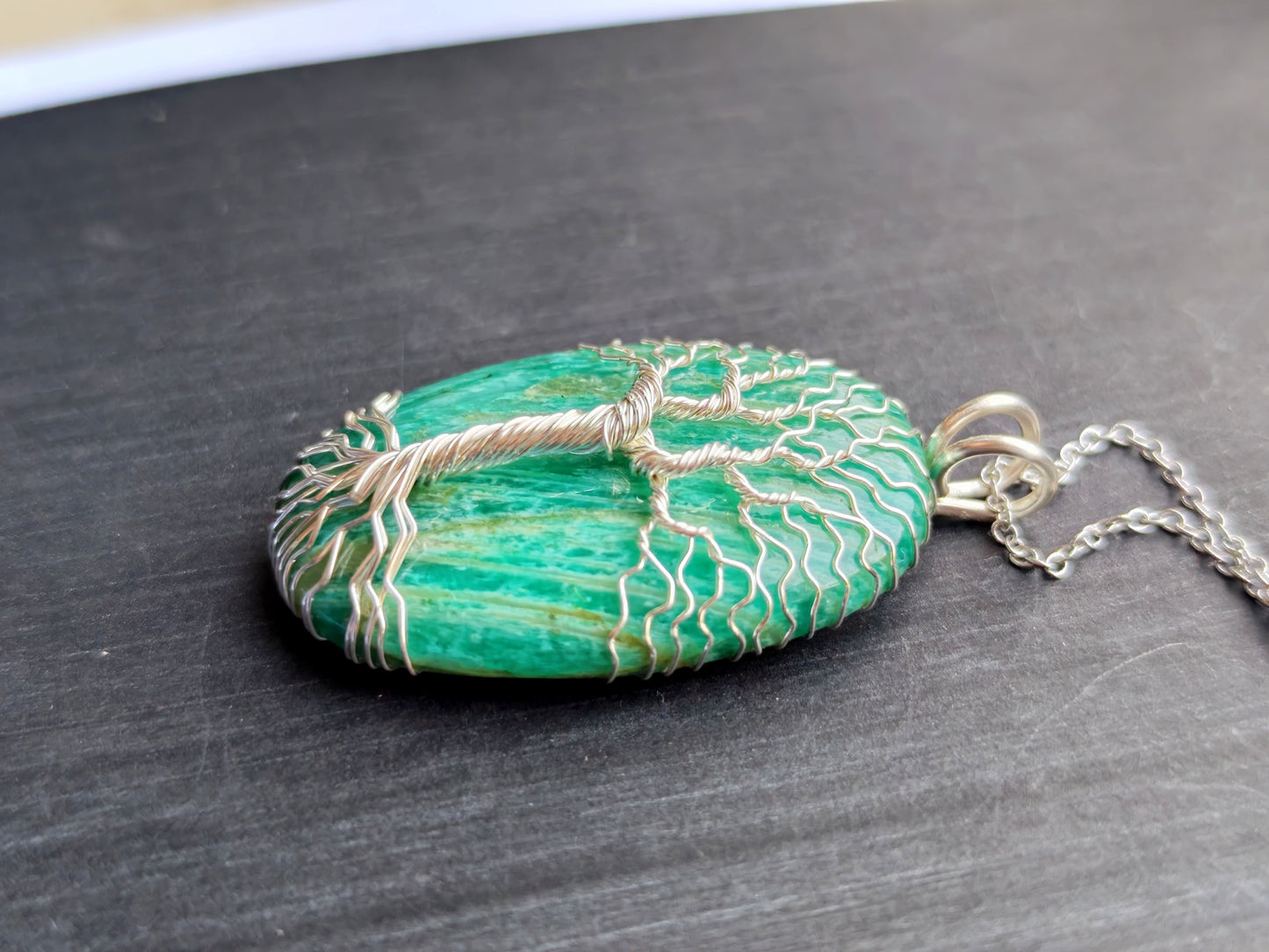 Tree pendant with an amazonite gemstone