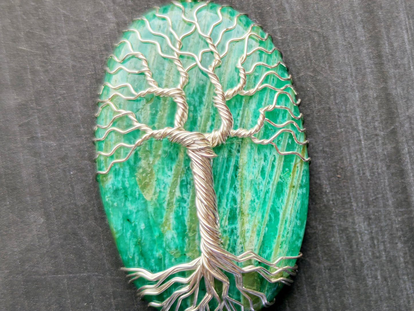 Tree pendant with an amazonite gemstone