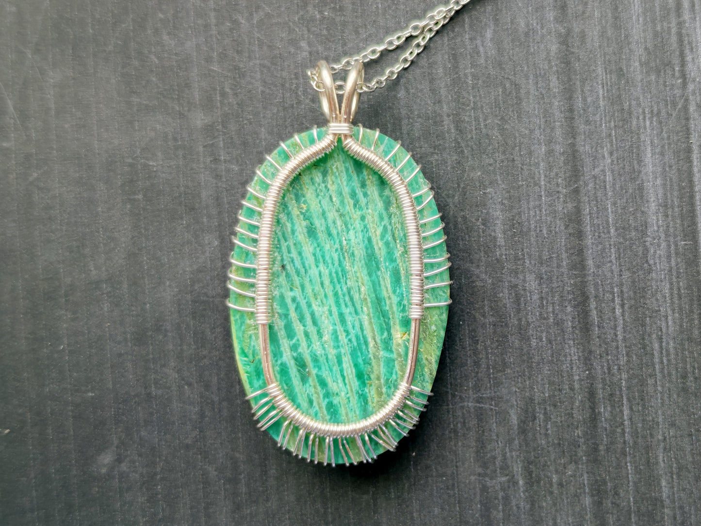 Tree pendant with an amazonite gemstone