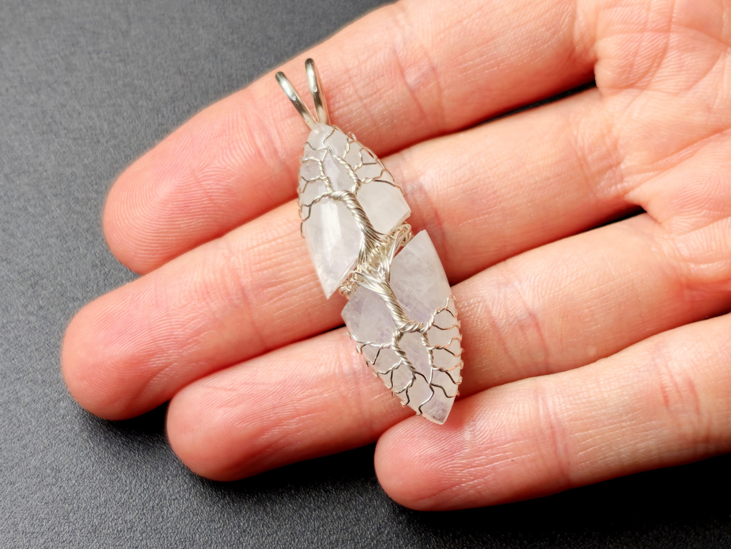 Tree pendant with a broken moonstone