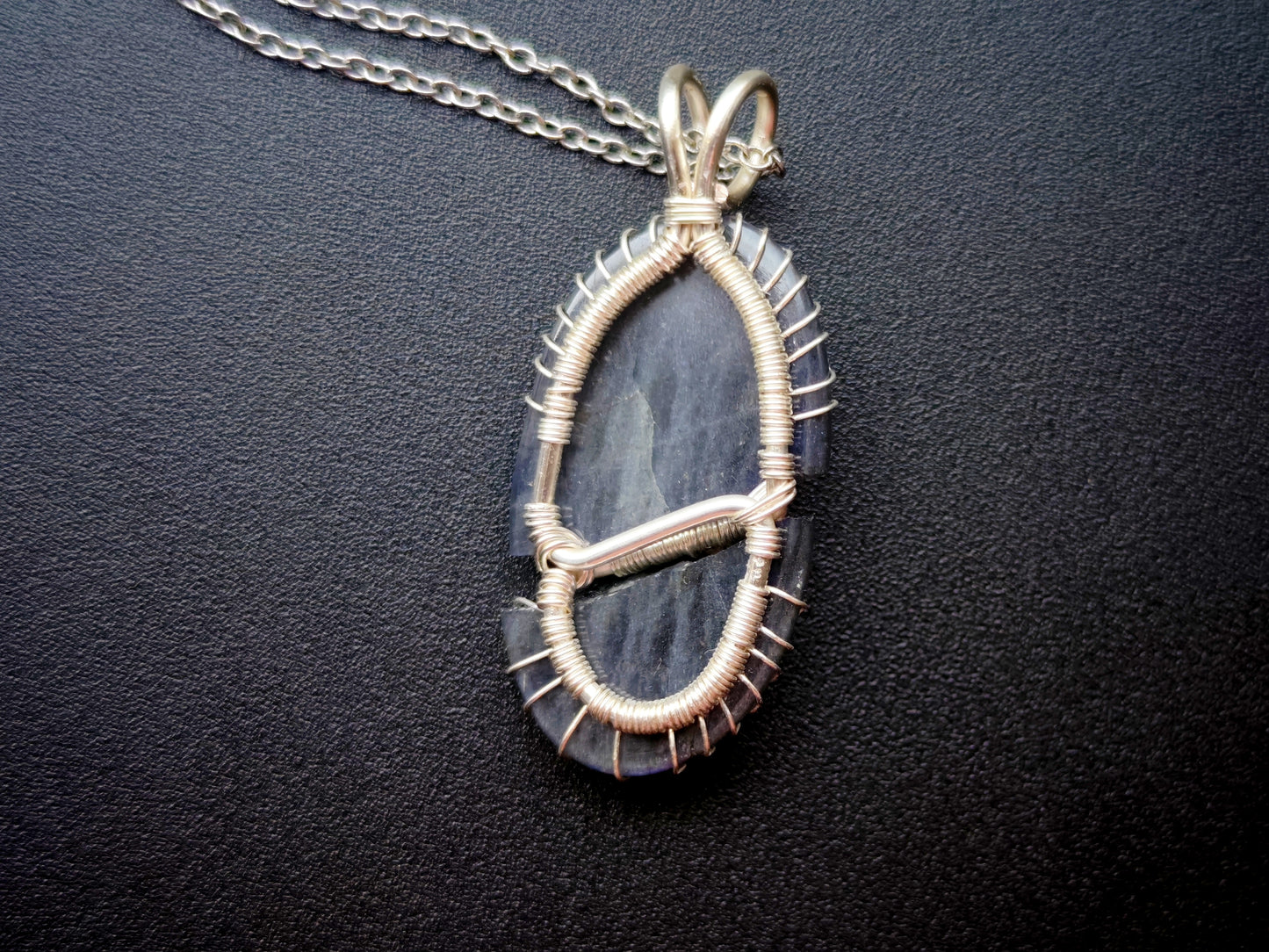 Tree pendant with a broken labradorite gemstone