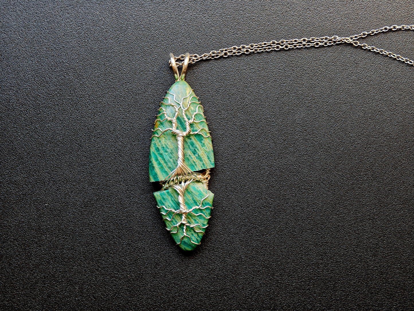 Shattered Amazonite tree jewelry set – Pendant & Earrings