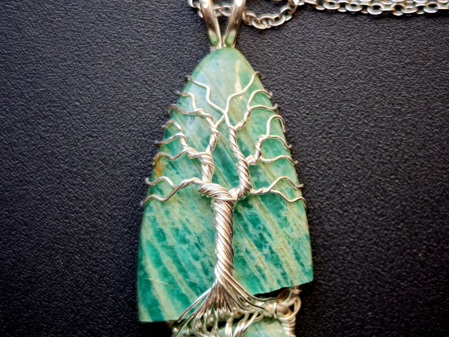 Shattered Amazonite tree jewelry set – Pendant & Earrings