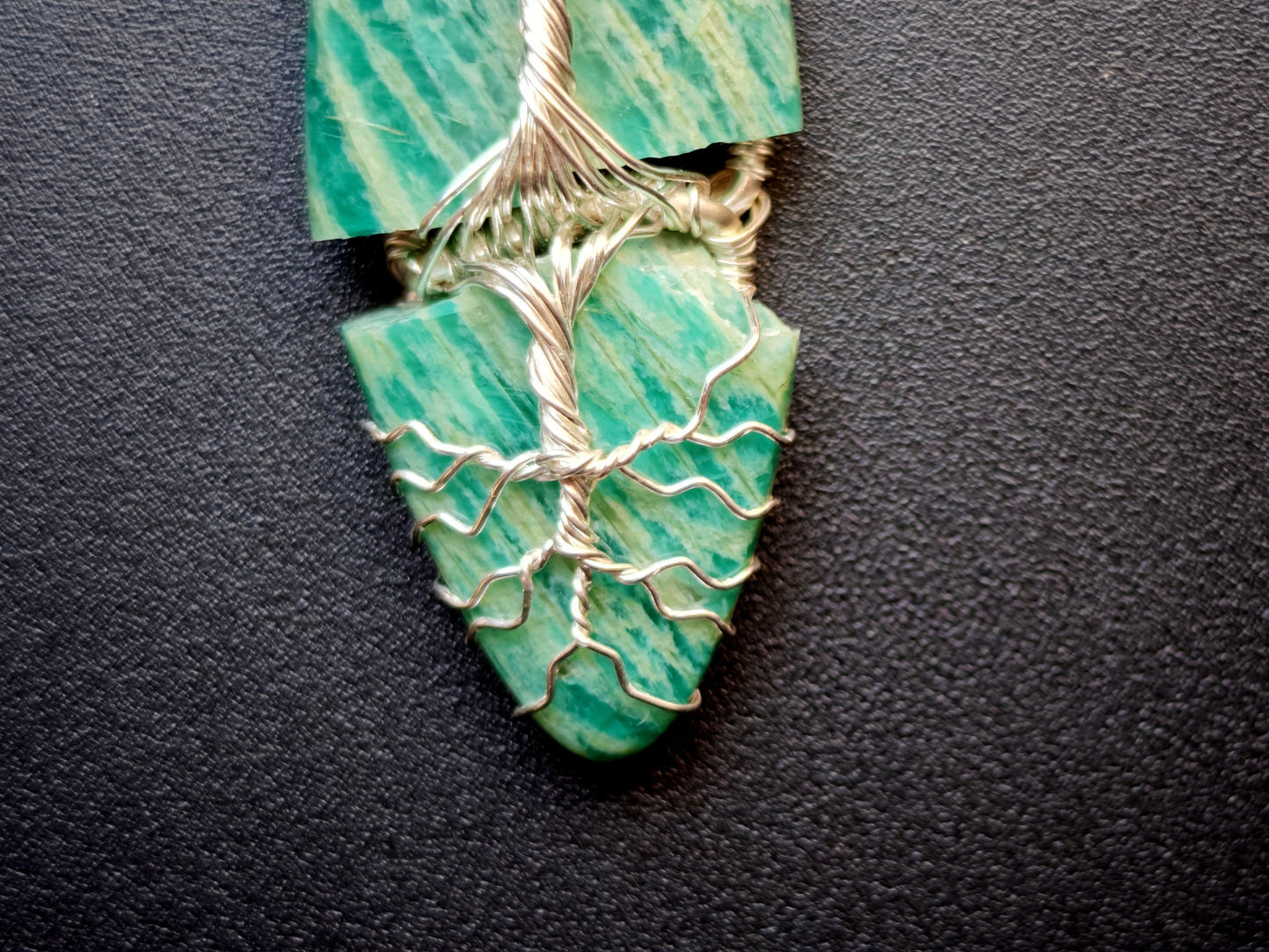 Shattered Amazonite tree jewelry set – Pendant & Earrings