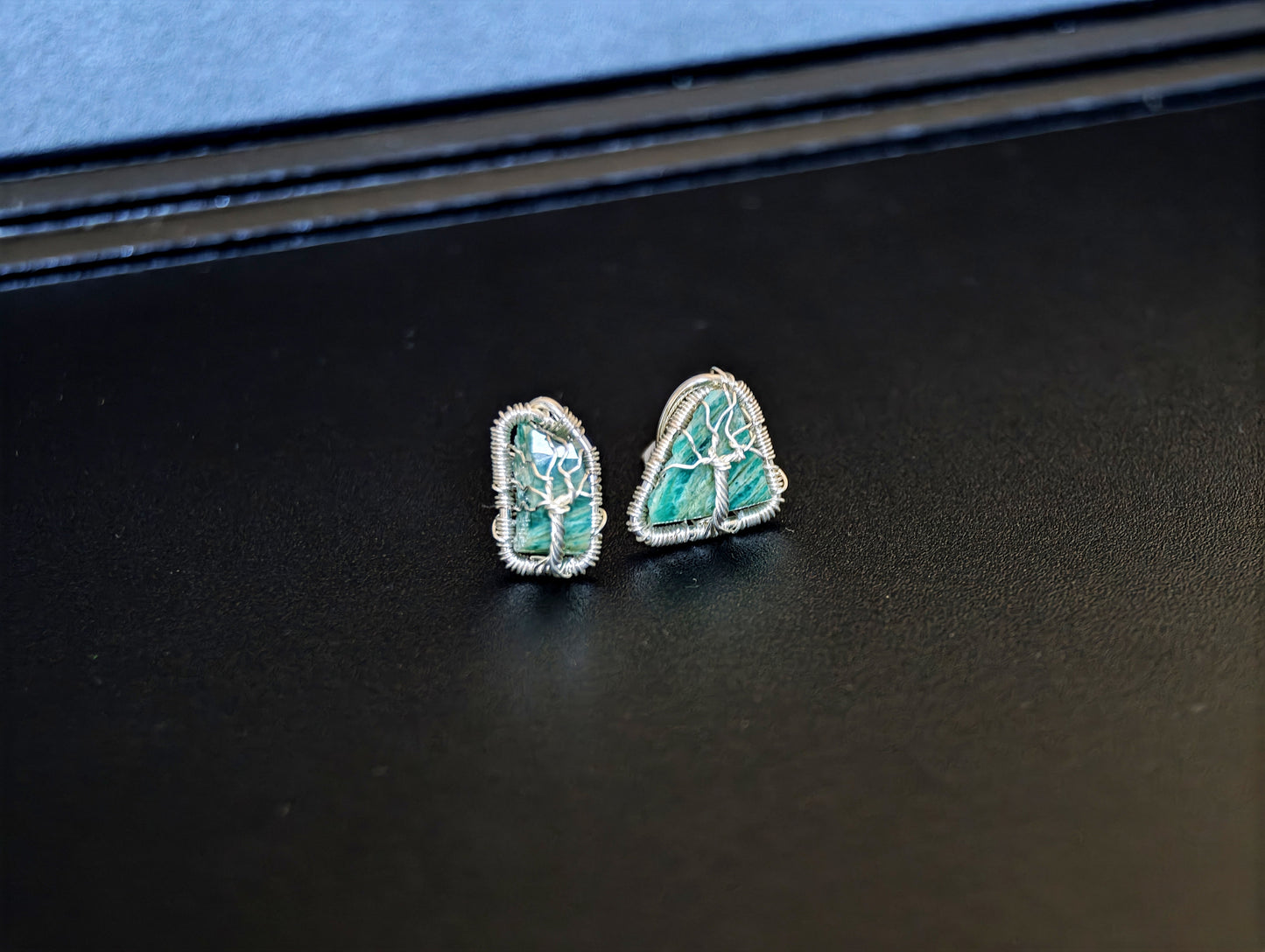 Shattered Amazonite tree jewelry set – Pendant & Earrings
