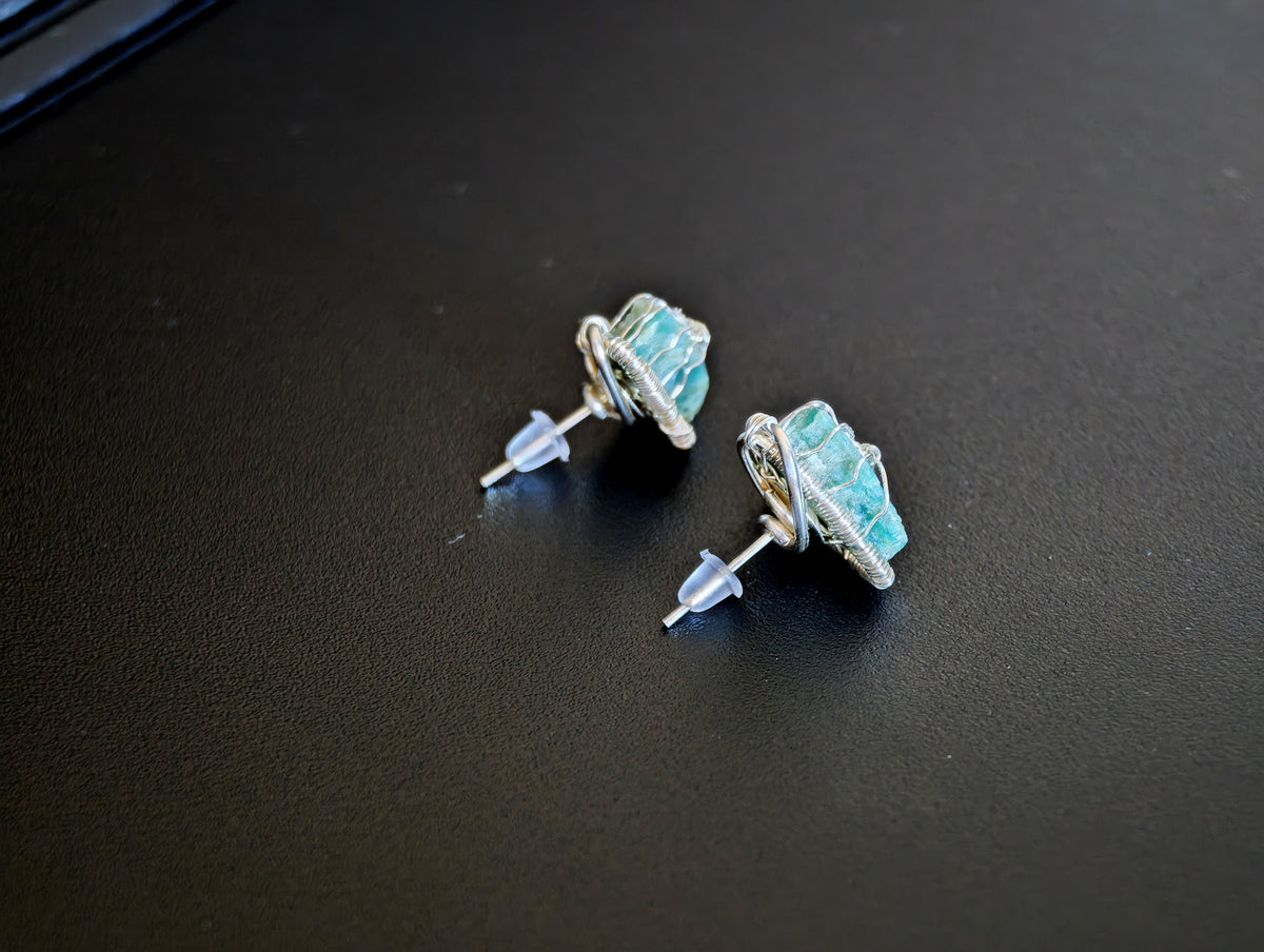Shattered Amazonite tree jewelry set – Pendant & Earrings