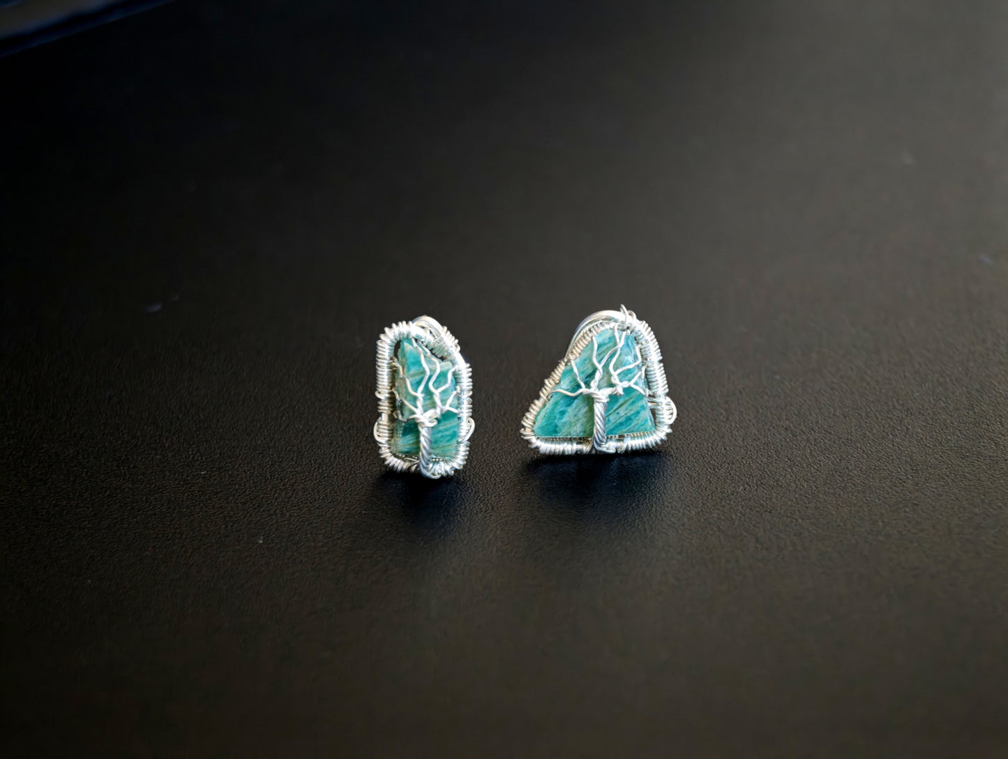 Shattered Amazonite tree jewelry set – Pendant & Earrings