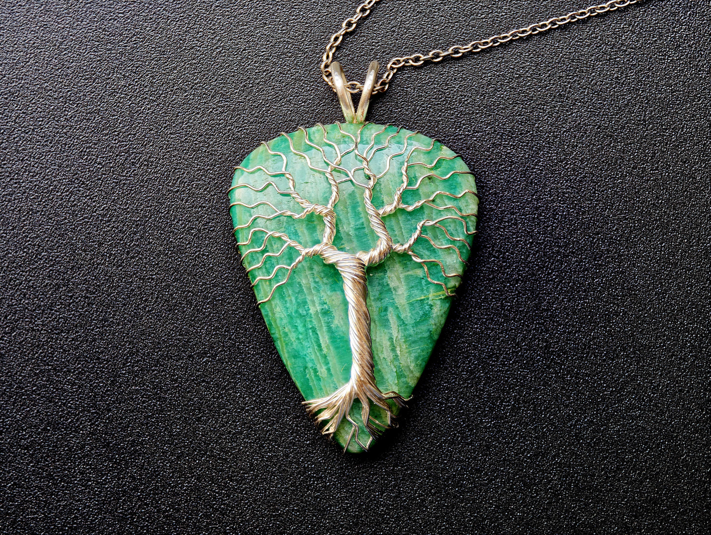 Tree pendant with an amazonite gemstone