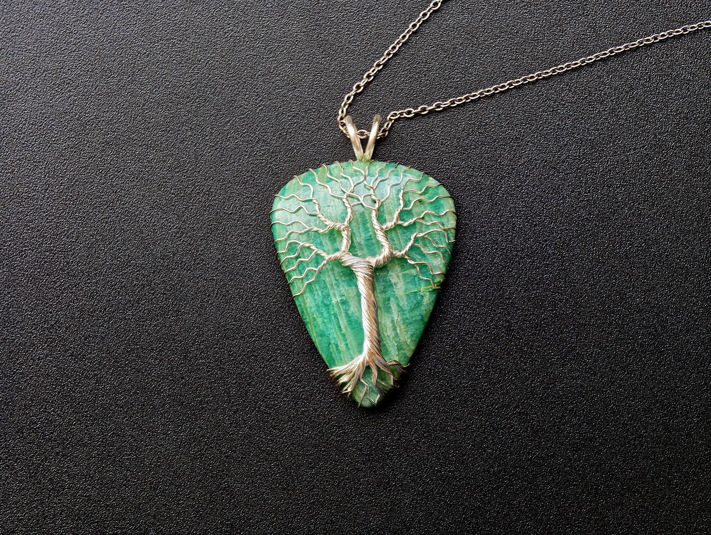 Tree pendant with an amazonite gemstone