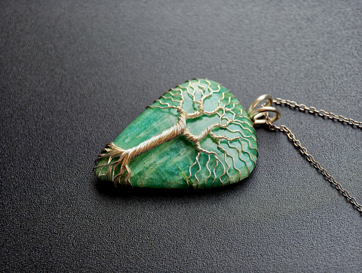Tree pendant with an amazonite gemstone
