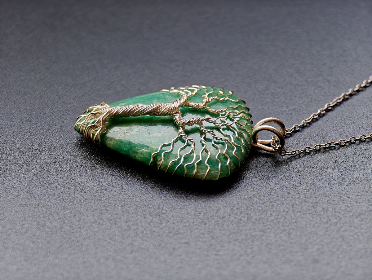 Tree pendant with an amazonite gemstone