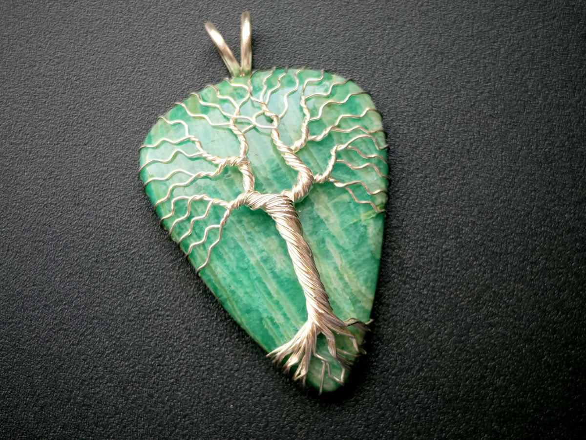 Tree pendant with an amazonite gemstone