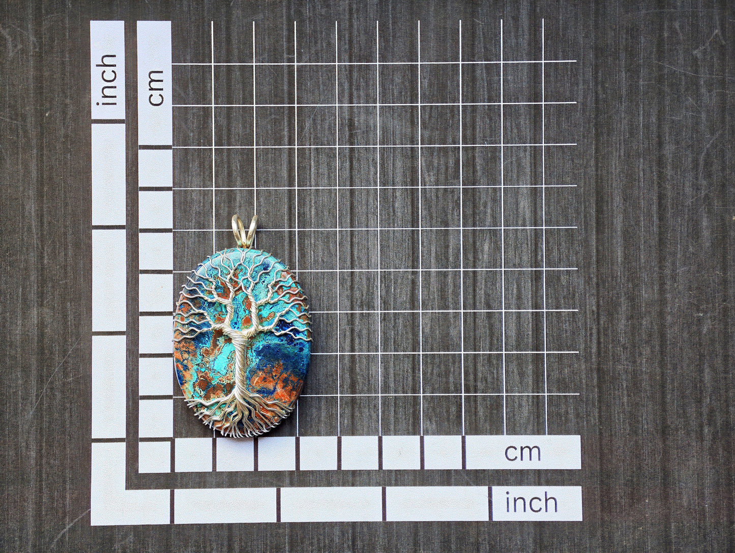 Tree pendant with a shattuckite gemstone