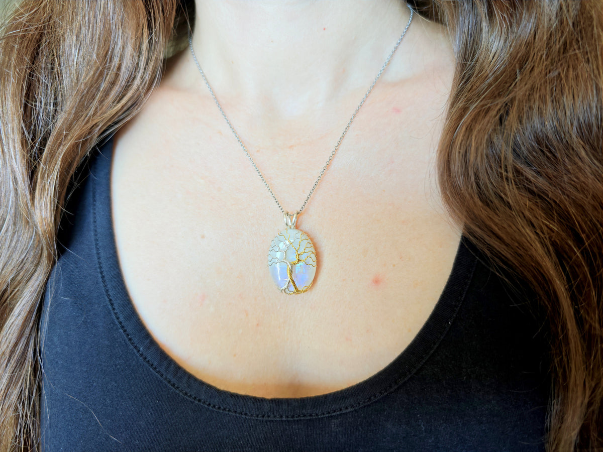 Fantasy inspired pendant with a moonstone: The Two Trees