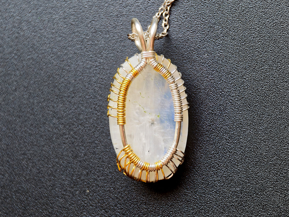 Fantasy inspired pendant with a moonstone: The Two Trees