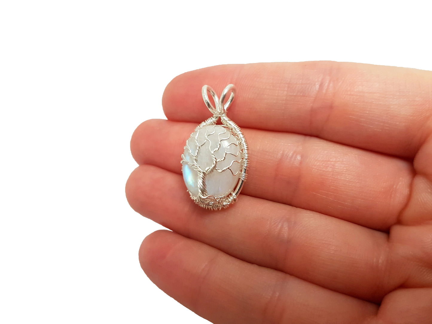 Tree pendant with a moonstone gemstone