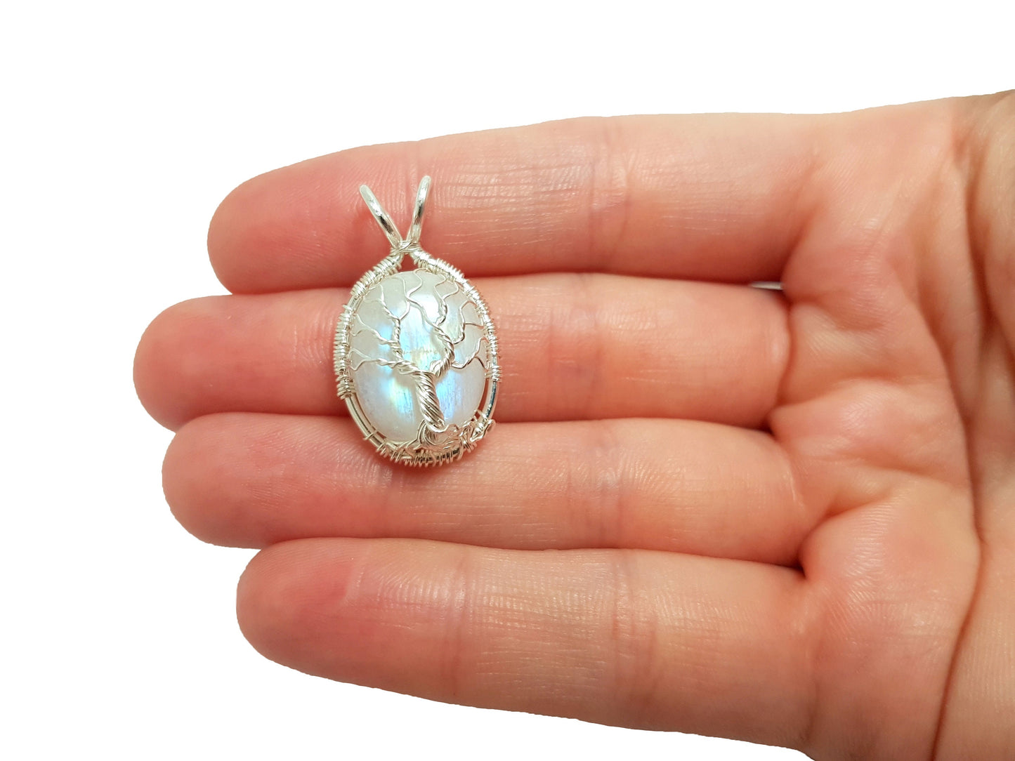 Tree pendant with a moonstone gemstone