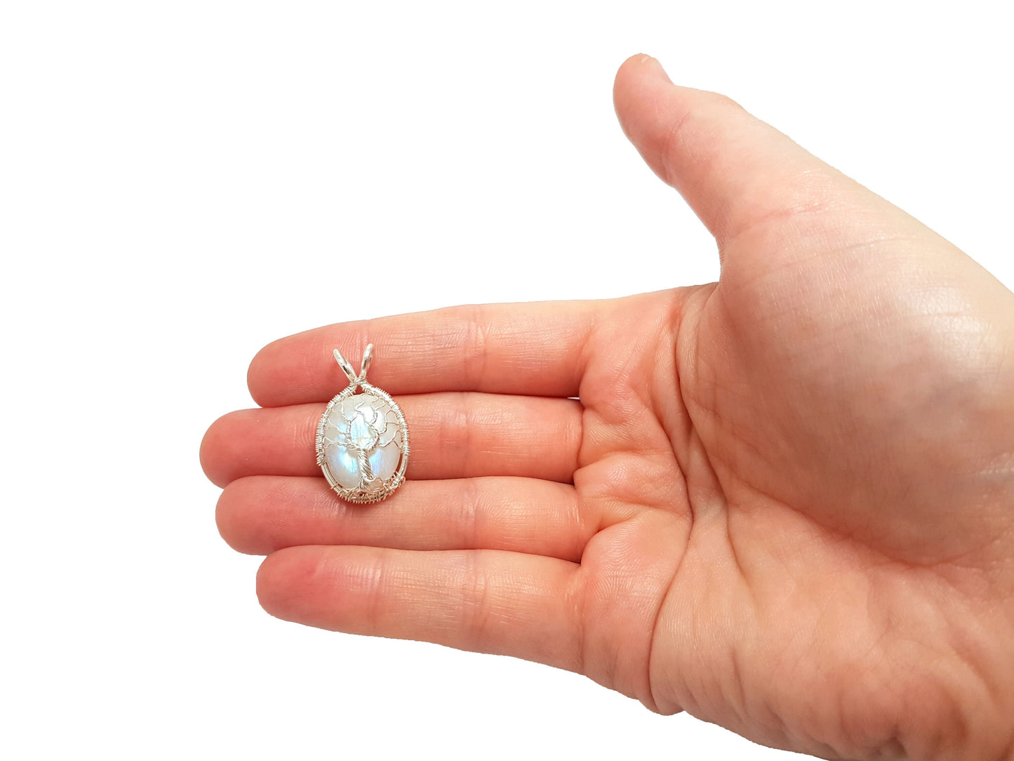 Tree pendant with a moonstone gemstone