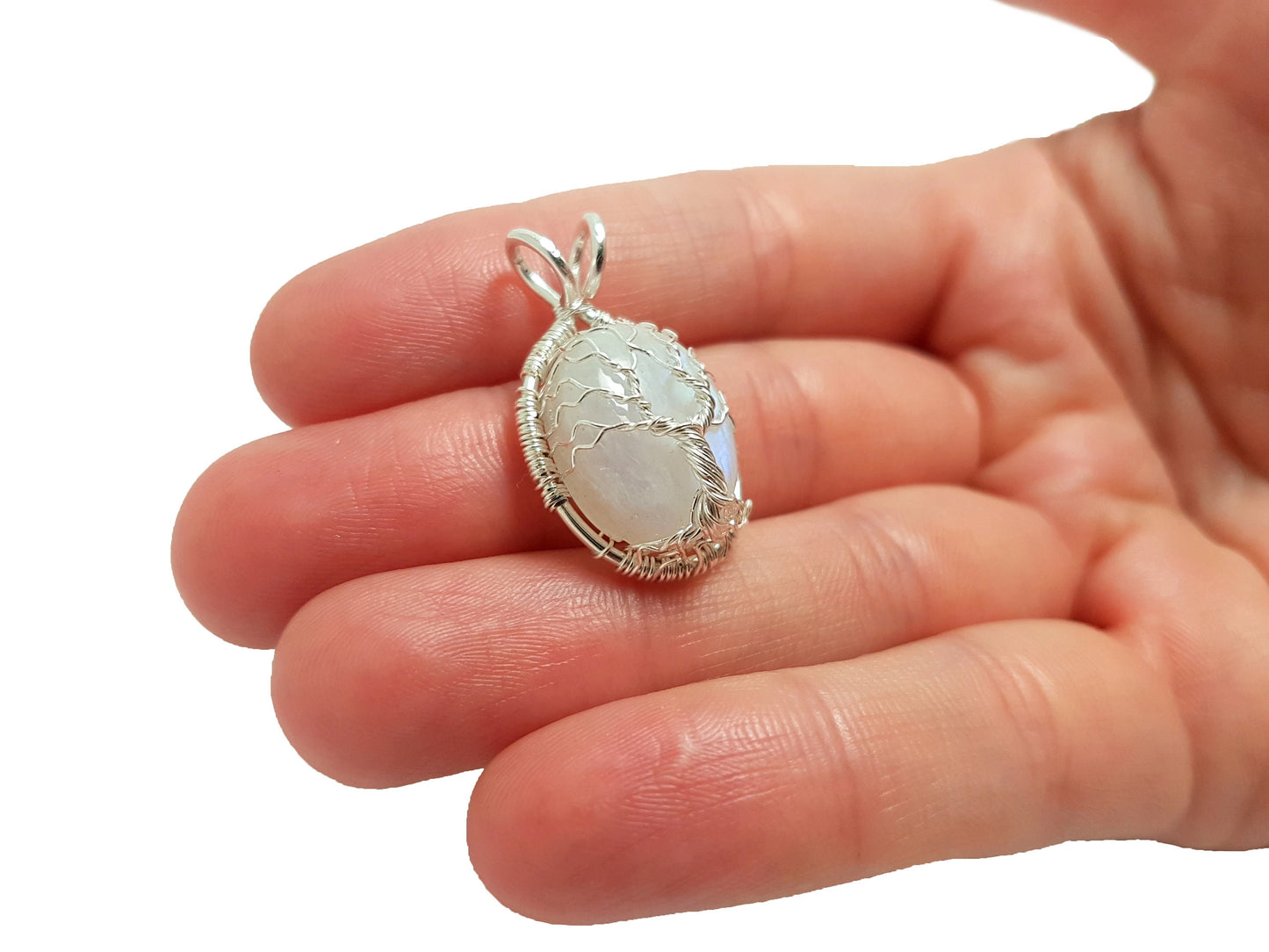 Tree pendant with a moonstone gemstone