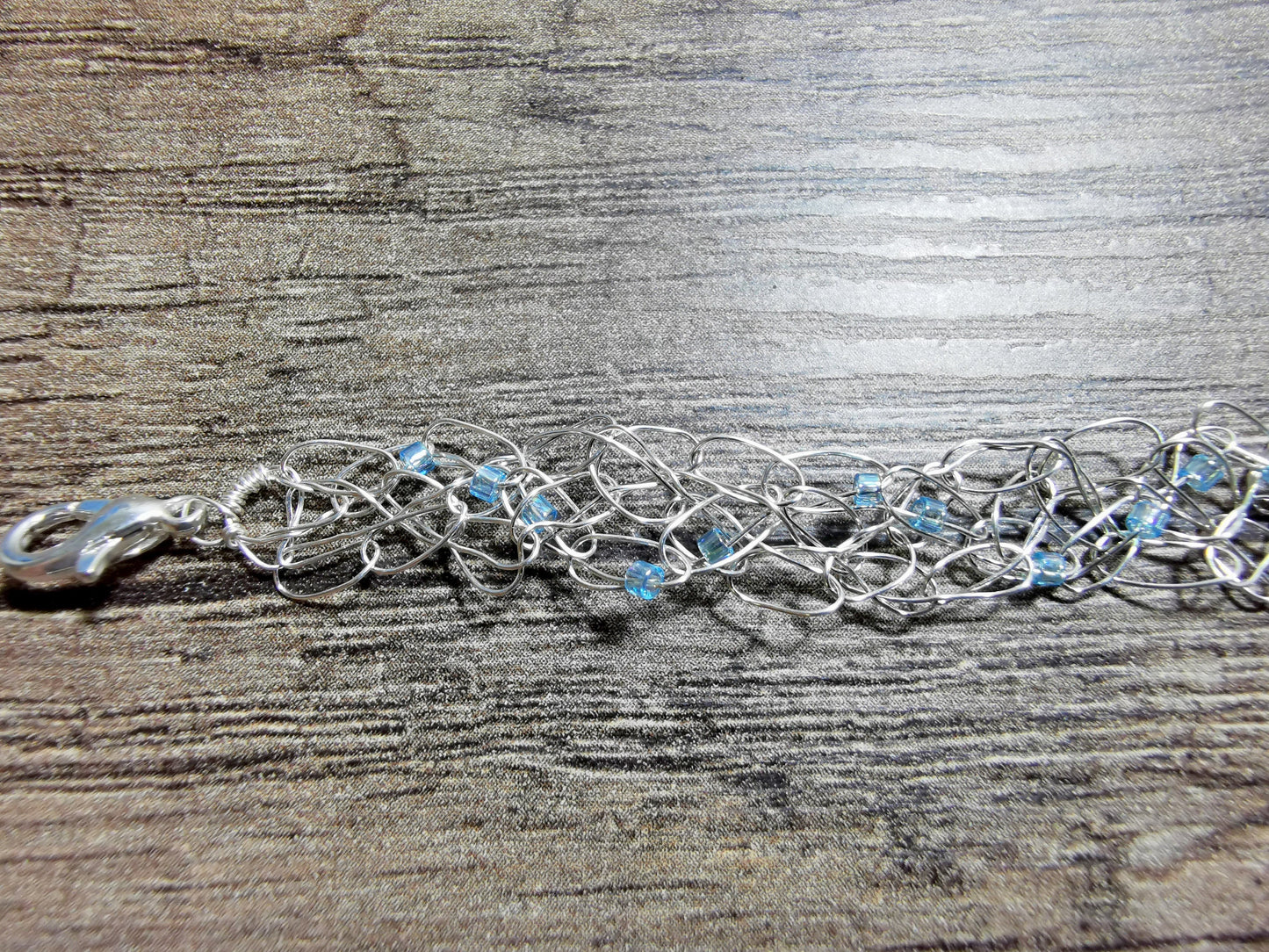 Wire crochet tree bracelet with a labradorite gemstone