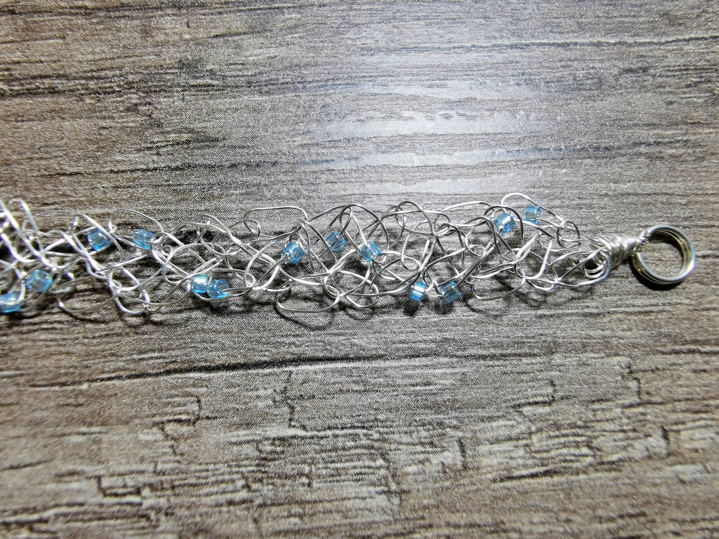 Wire crochet tree bracelet with a labradorite gemstone