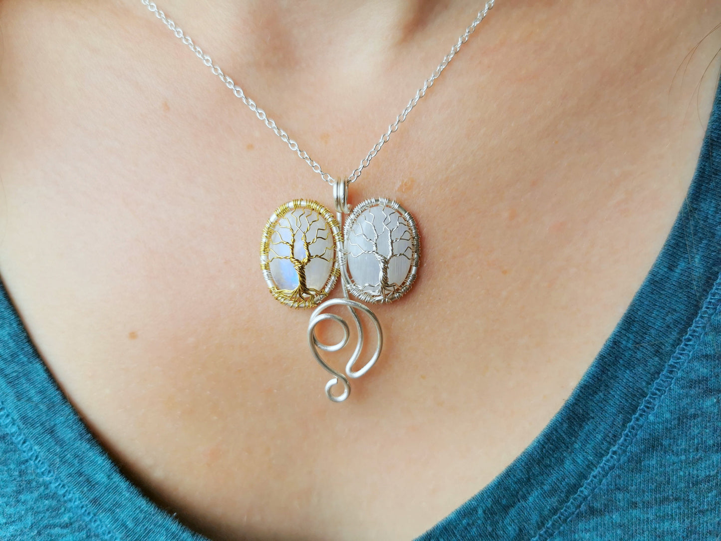 Fantasy inspired pendant with two moonstones