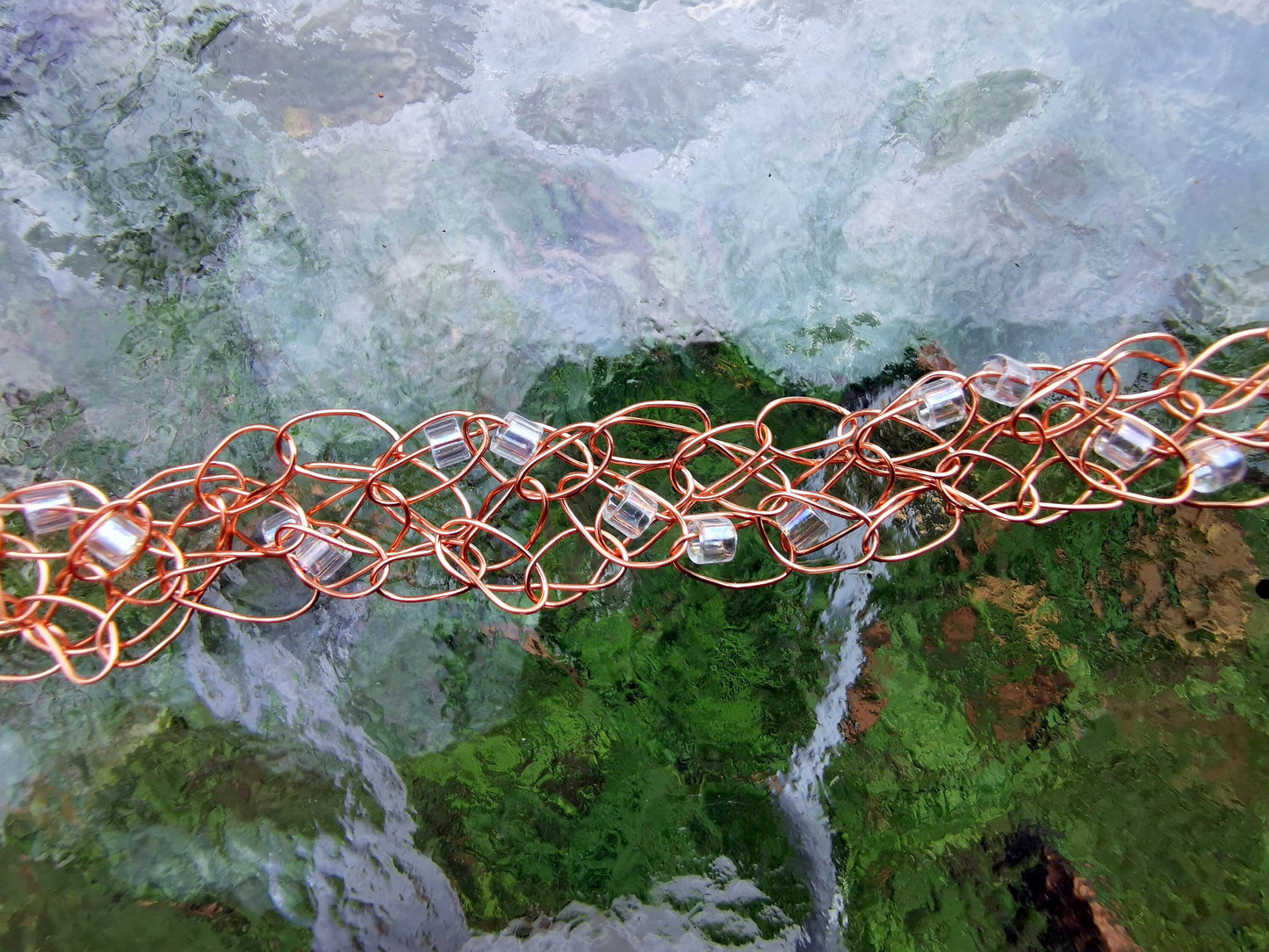Wire crochet choker with a moonstone