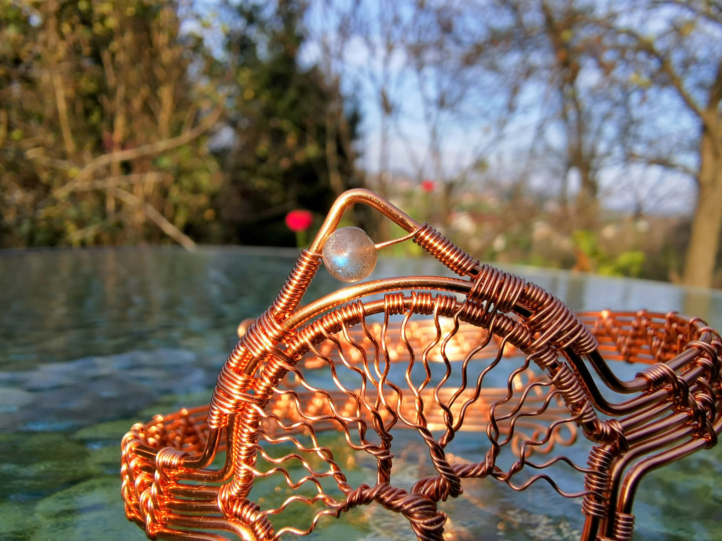 Tree arm ring with labradorite beads
