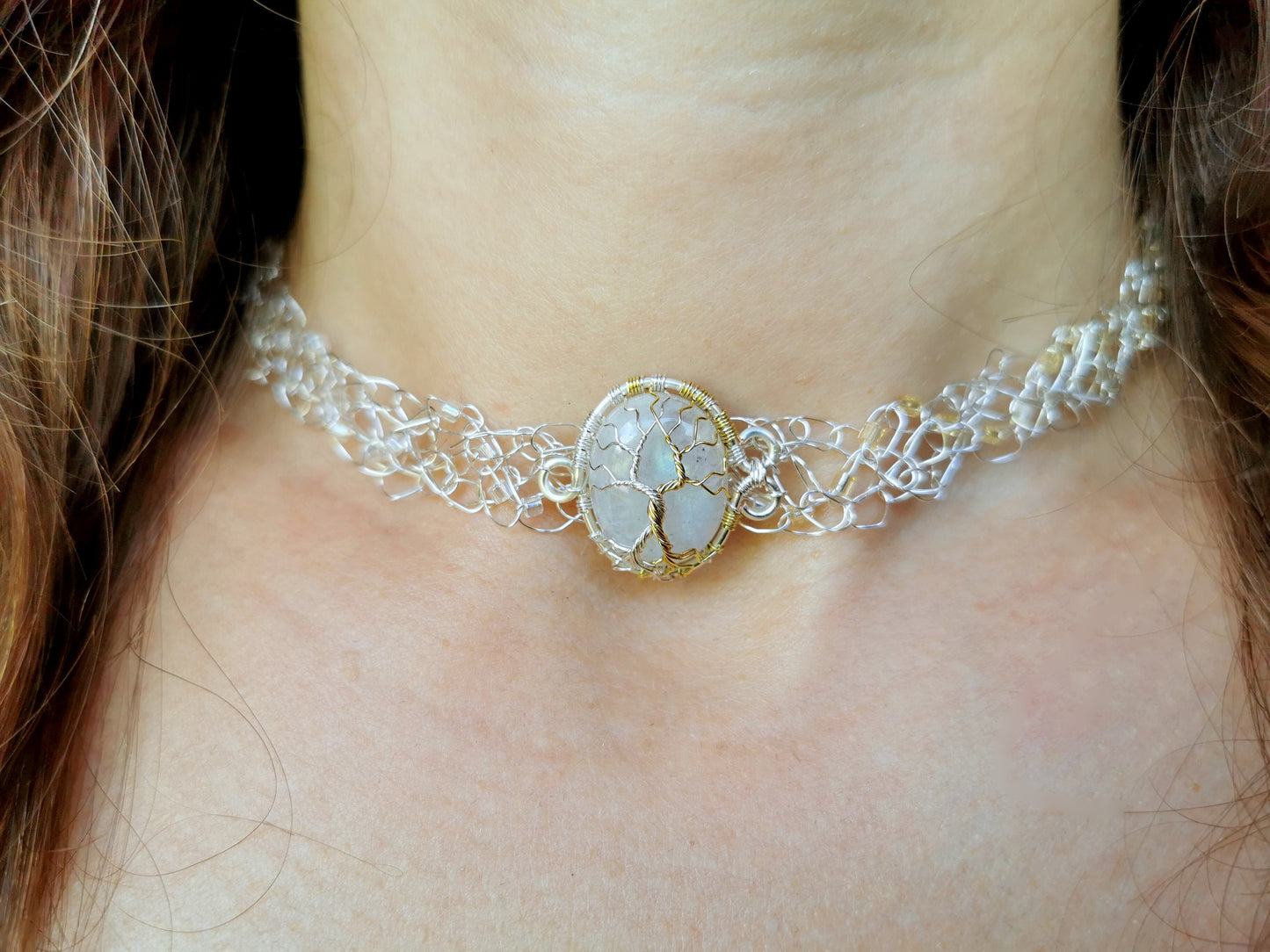 Fantasy inspired wire crochet necklace: The Two Trees