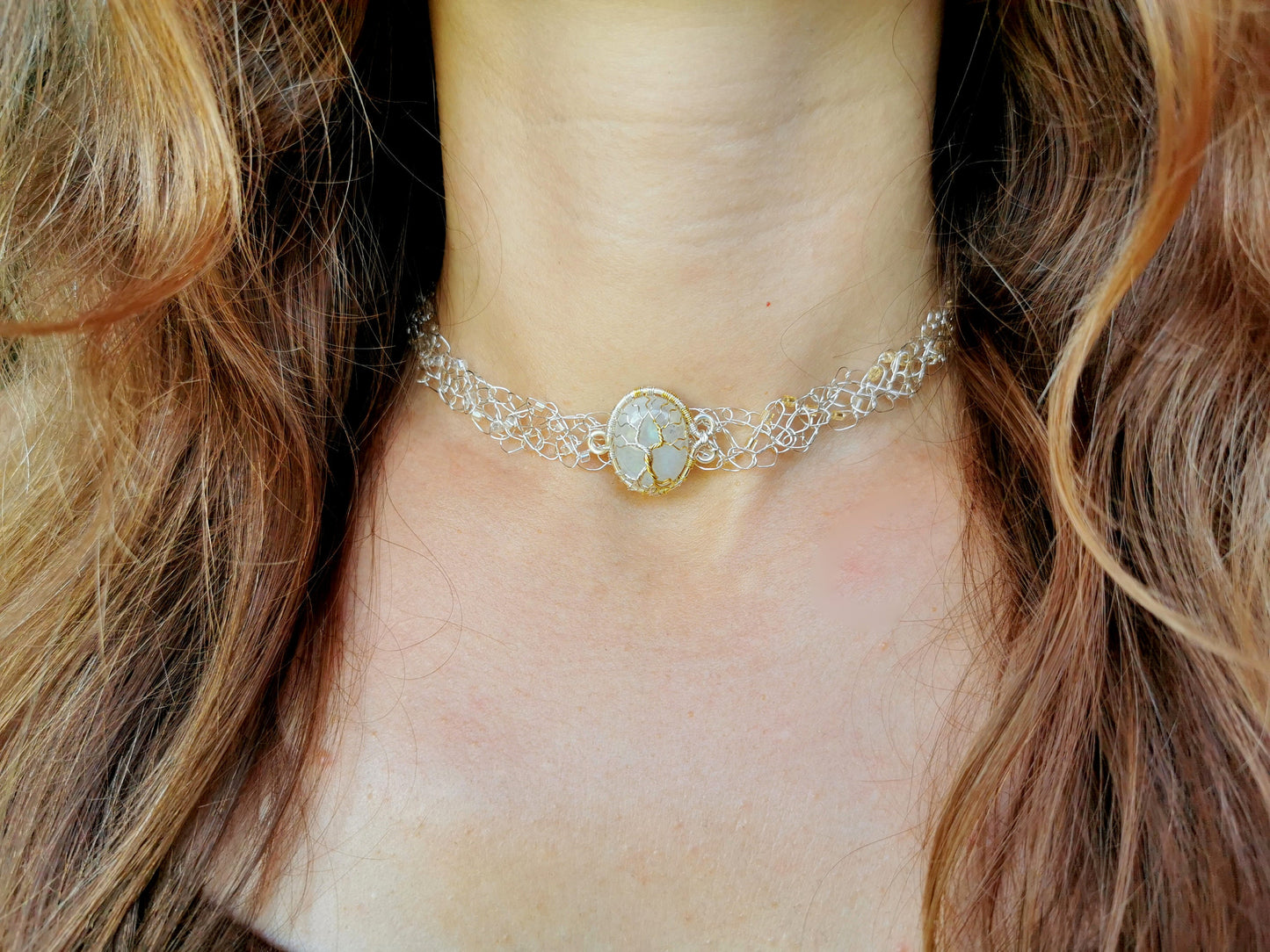 Fantasy inspired wire crochet necklace: The Two Trees