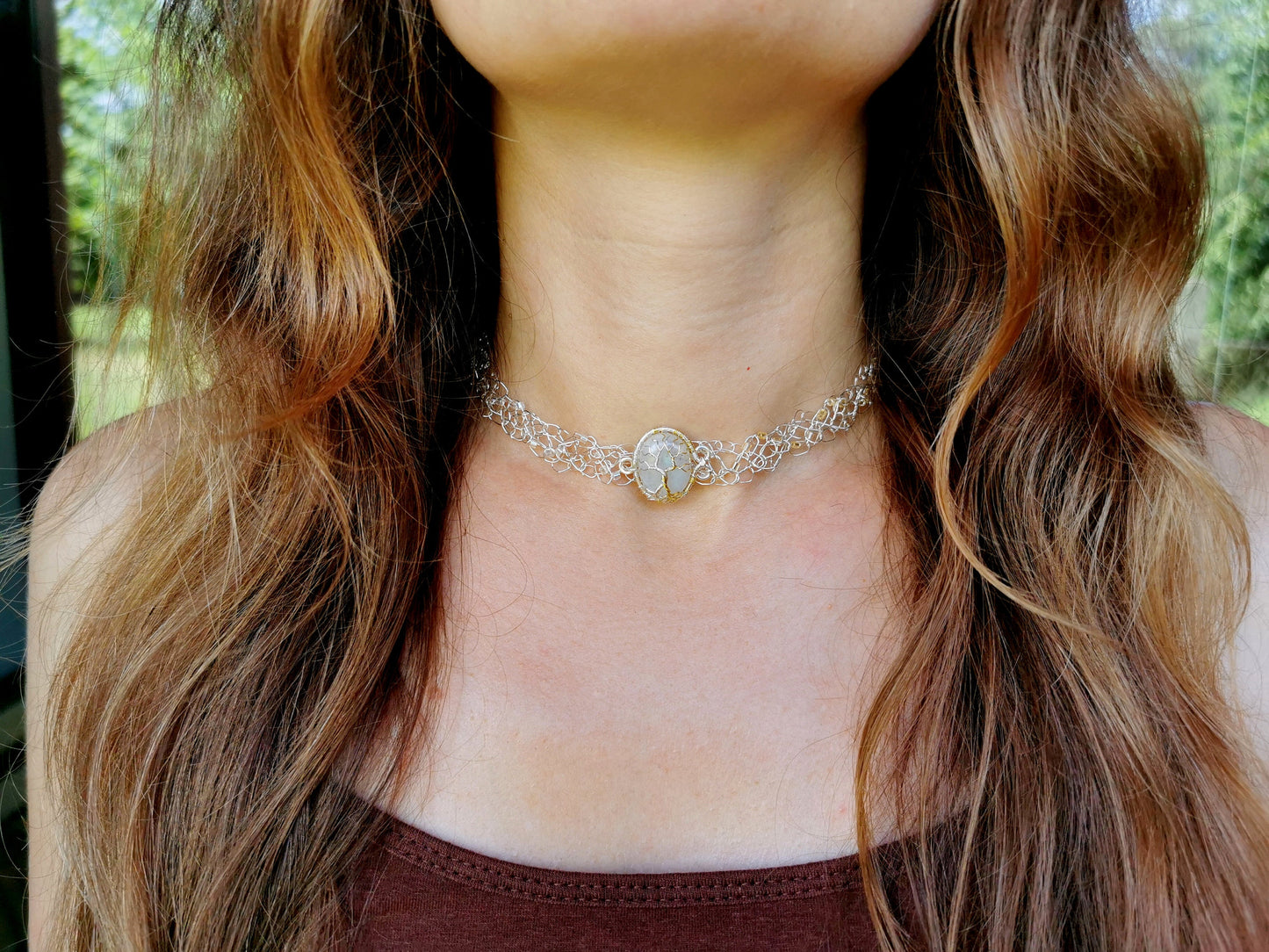 Fantasy inspired wire crochet necklace: The Two Trees