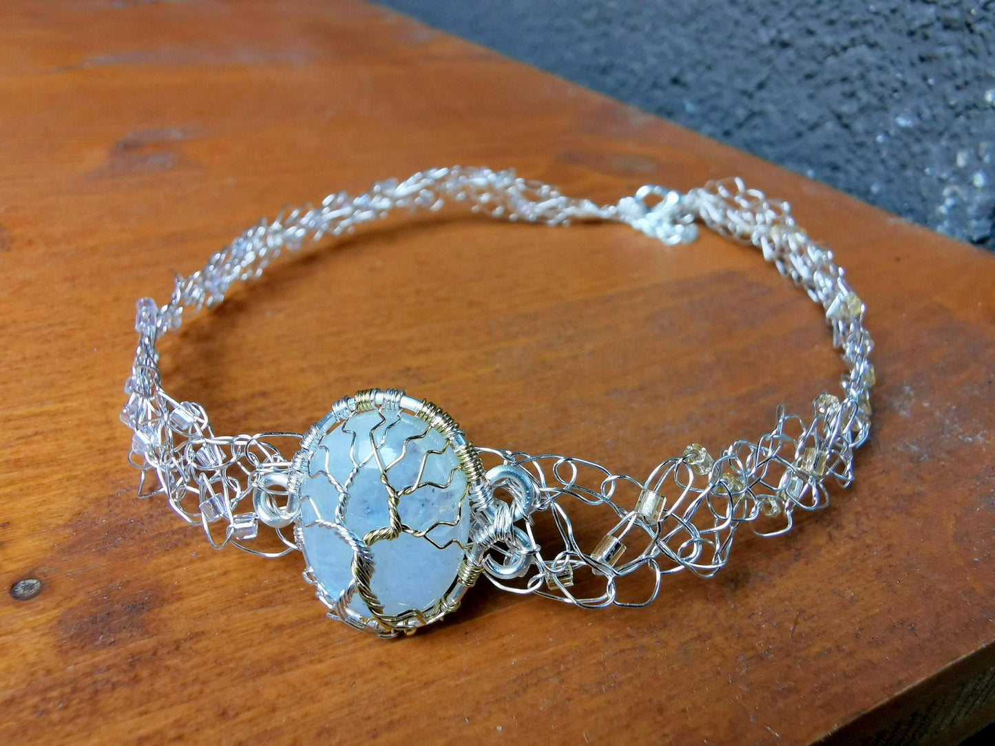 Fantasy inspired wire crochet necklace: The Two Trees