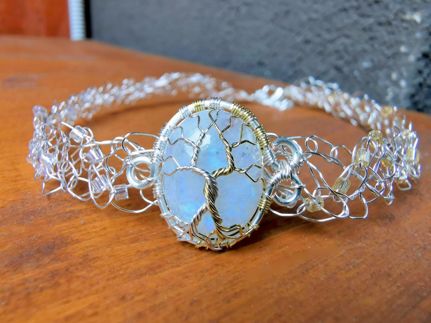 Fantasy inspired wire crochet necklace: The Two Trees