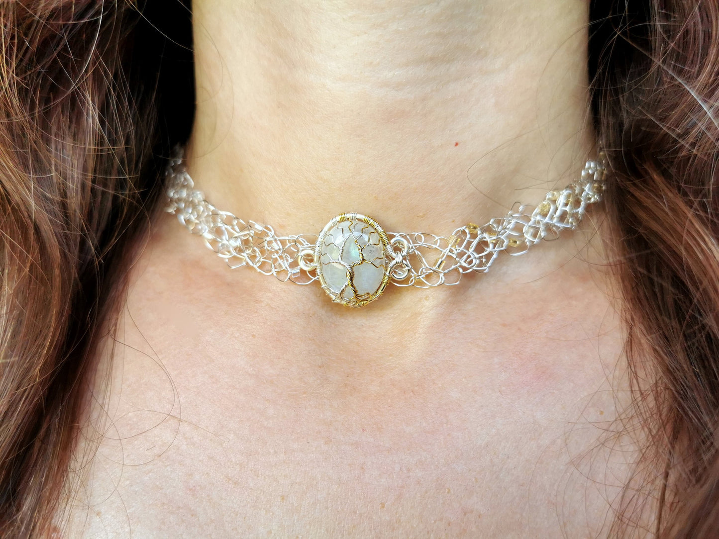 Fantasy inspired wire crochet necklace: The Two Trees