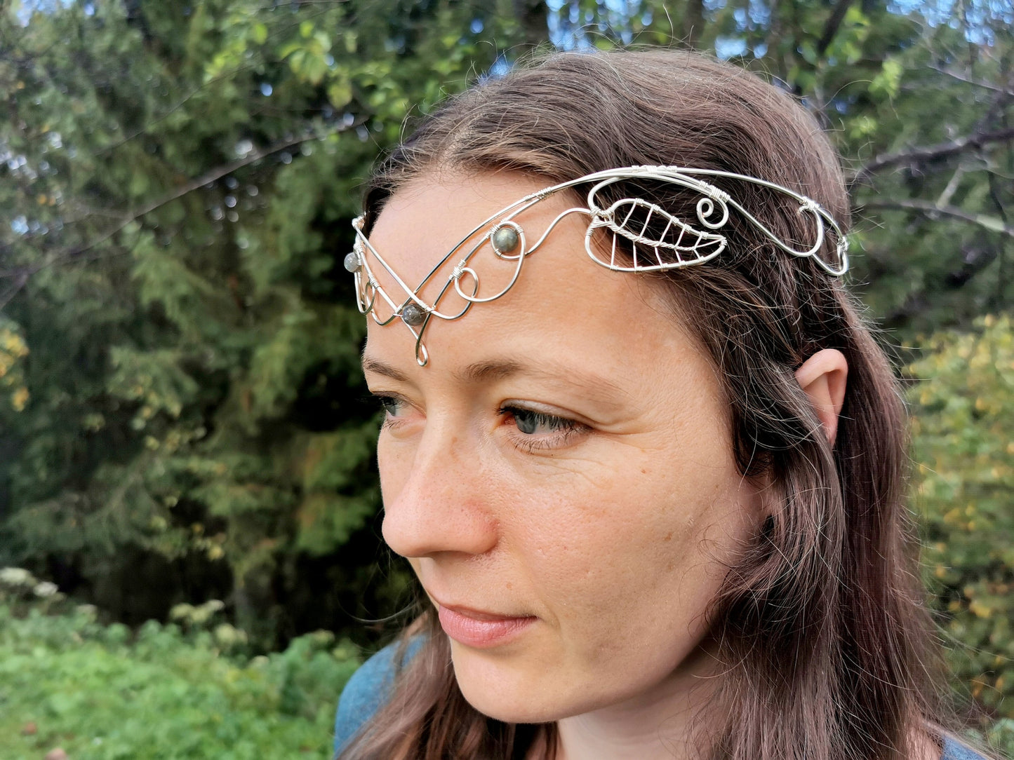 Elven crown with labradorite gemstones