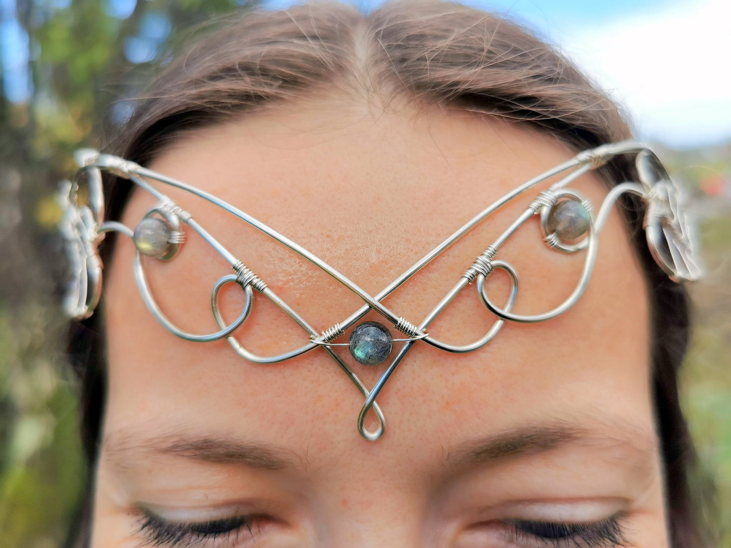 Elven crown with labradorite gemstones